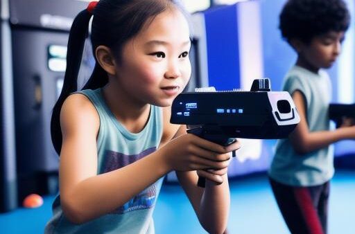 Kids playing laser tag