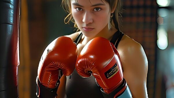 Girl kickboxing