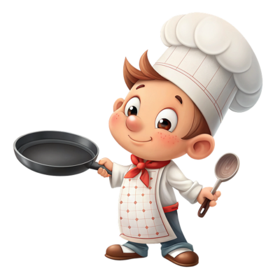 Cooking as an after-school activity: cooking boy animation